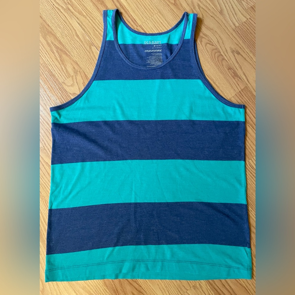 Old Navy striped tank top blue and teal size small